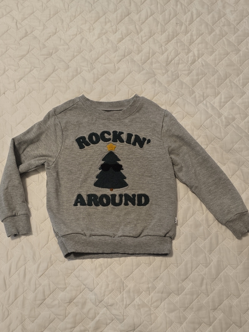 Little Sleepies Gray Sweatshirt with Tree and 'Rockin' Around' Applique